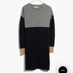 Madewell Color Block Oversized Sweater Dress 100% Merino Wool Size XS J9306